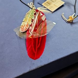 Swarovski Crystal burgundy feather Necklace
